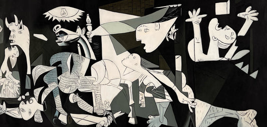 Guernica – Handgeschilderd kubistisch olieverfschilderij op canvas (50 × 100 cm)