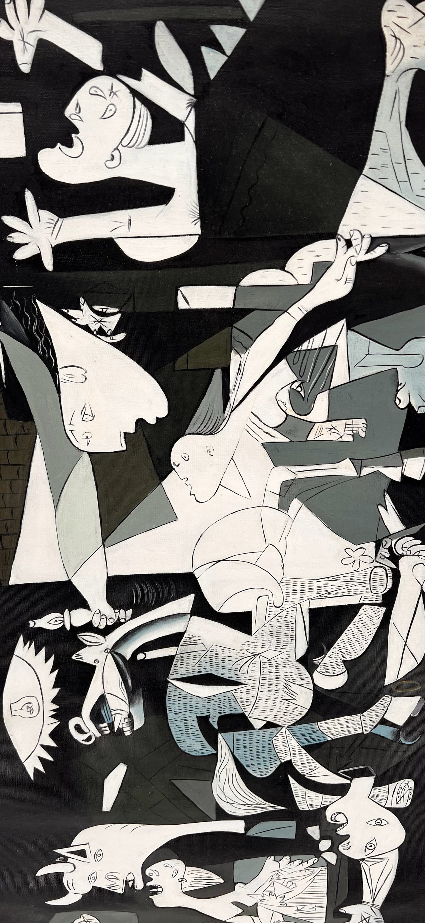 Guernica – Handgeschilderd kubistisch olieverfschilderij op canvas (50 × 100 cm)