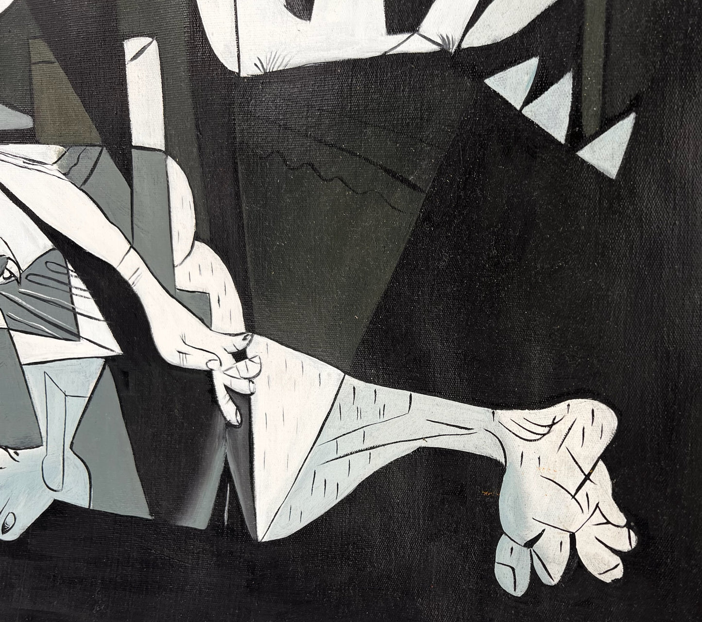 Guernica – Handgeschilderd kubistisch olieverfschilderij op canvas (50 × 100 cm)