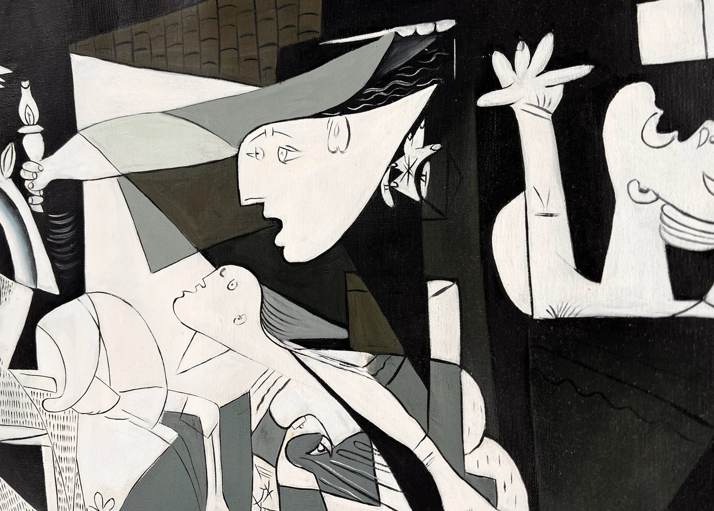 Guernica – Handgeschilderd kubistisch olieverfschilderij op canvas (50 × 100 cm)