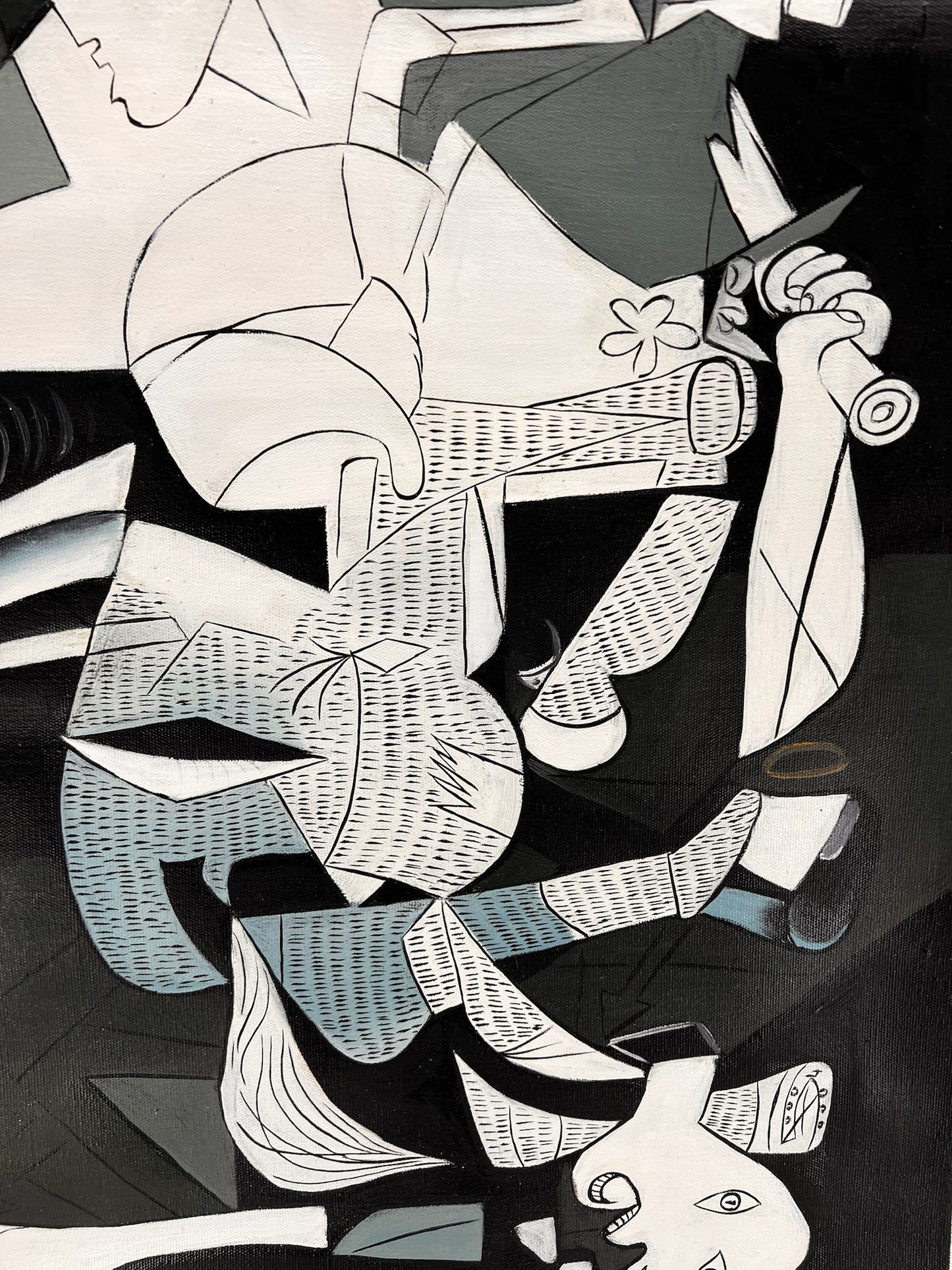 Guernica – Handgeschilderd kubistisch olieverfschilderij op canvas (50 × 100 cm)