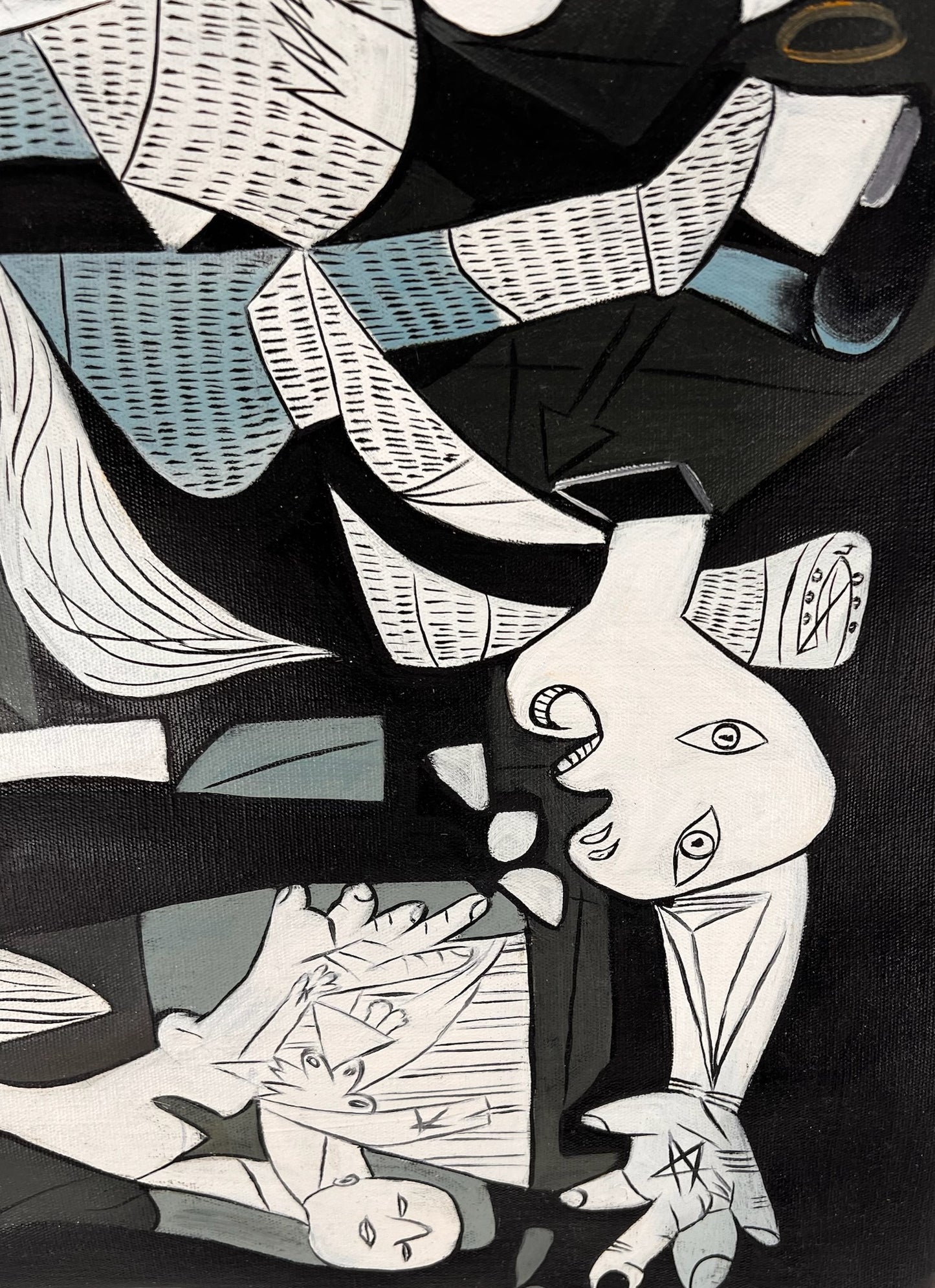 Guernica – Handgeschilderd kubistisch olieverfschilderij op canvas (50 × 100 cm)