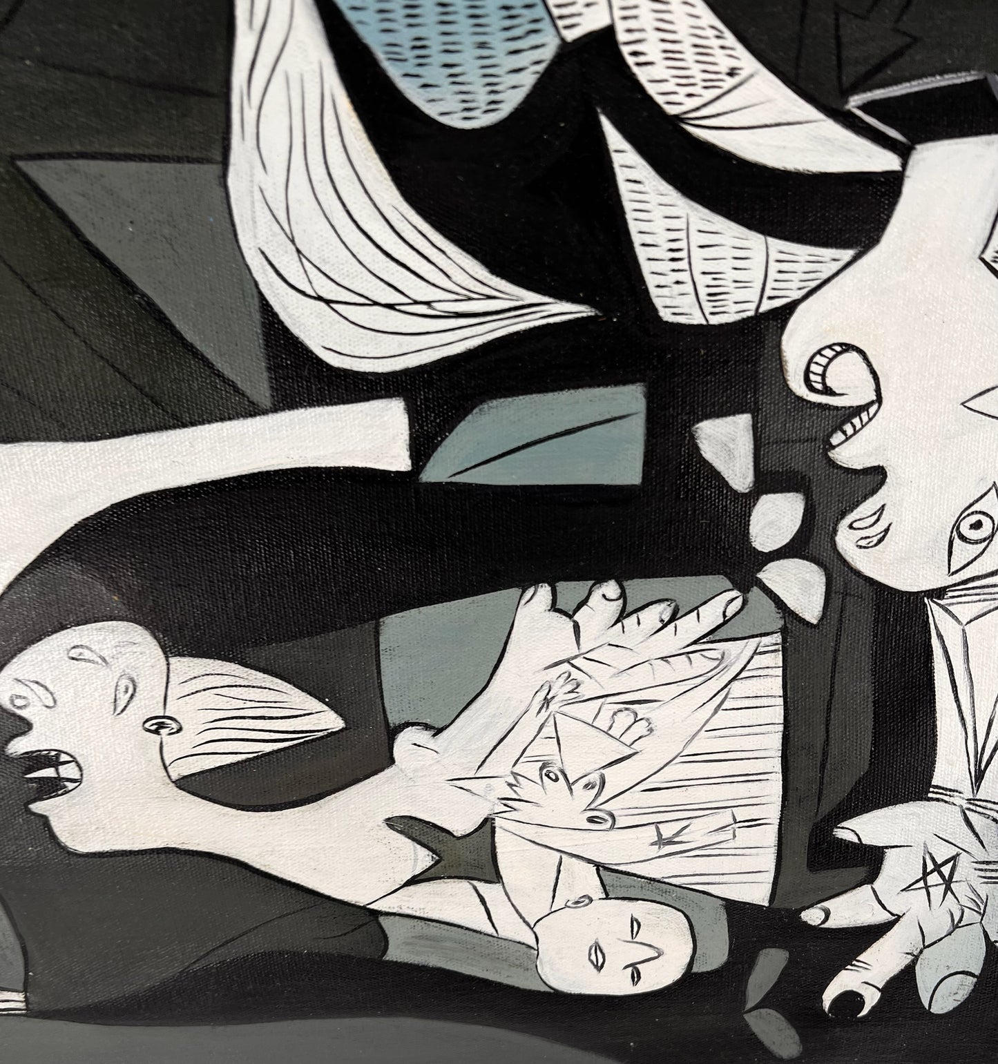 Guernica – Handgeschilderd kubistisch olieverfschilderij op canvas (50 × 100 cm)