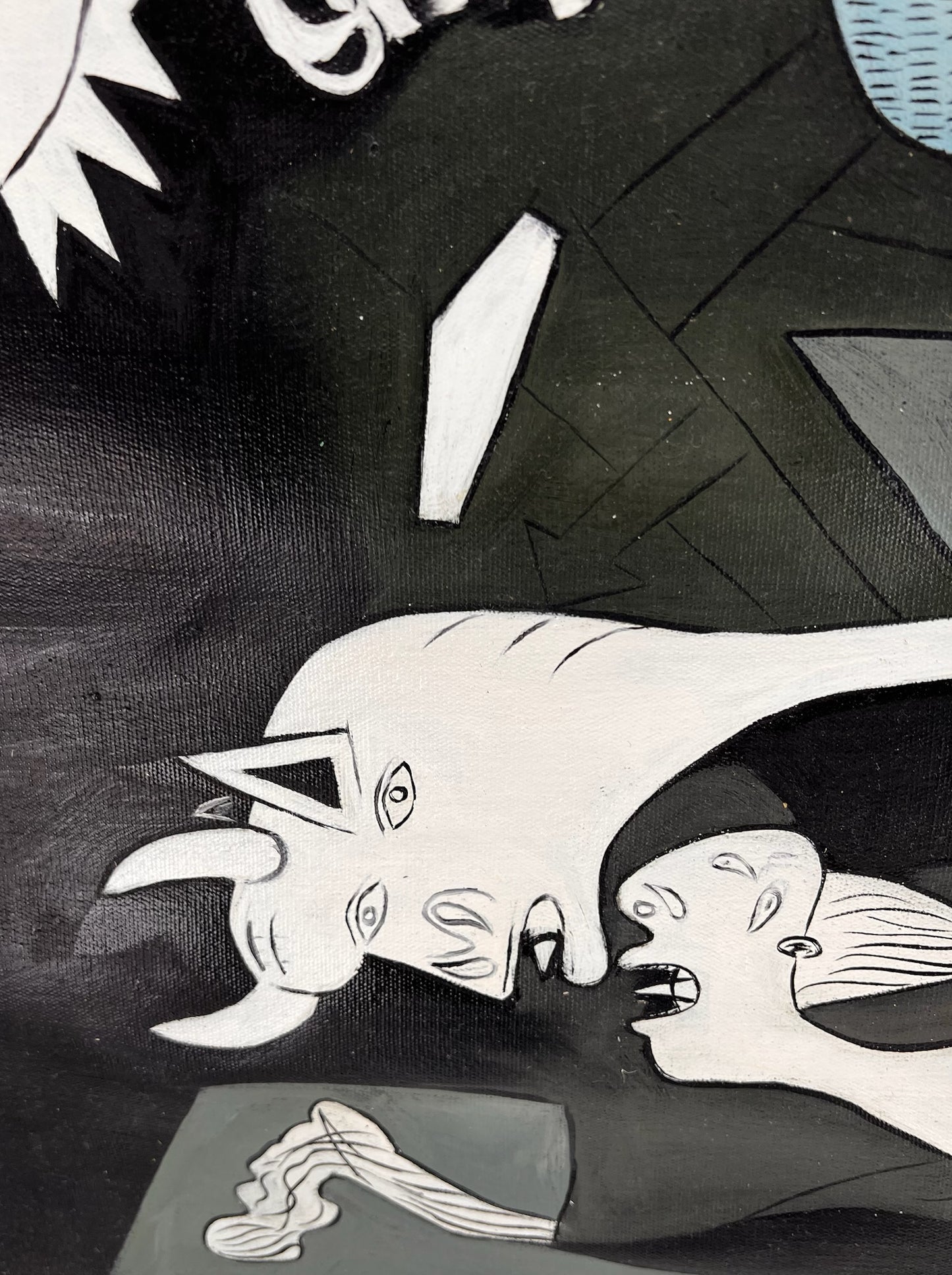 Guernica – Handgeschilderd kubistisch olieverfschilderij op canvas (50 × 100 cm)