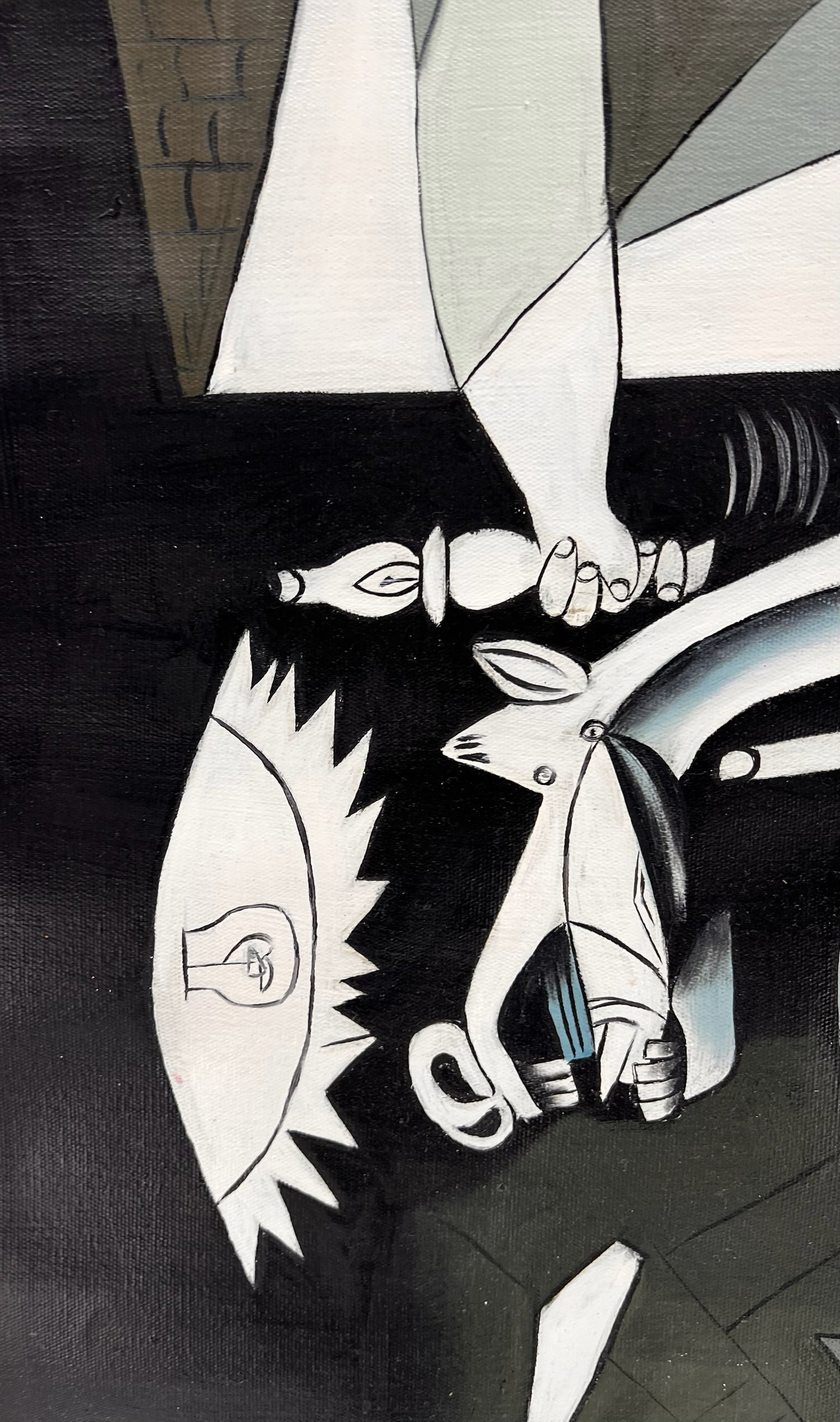 Guernica – Handgeschilderd kubistisch olieverfschilderij op canvas (50 × 100 cm)